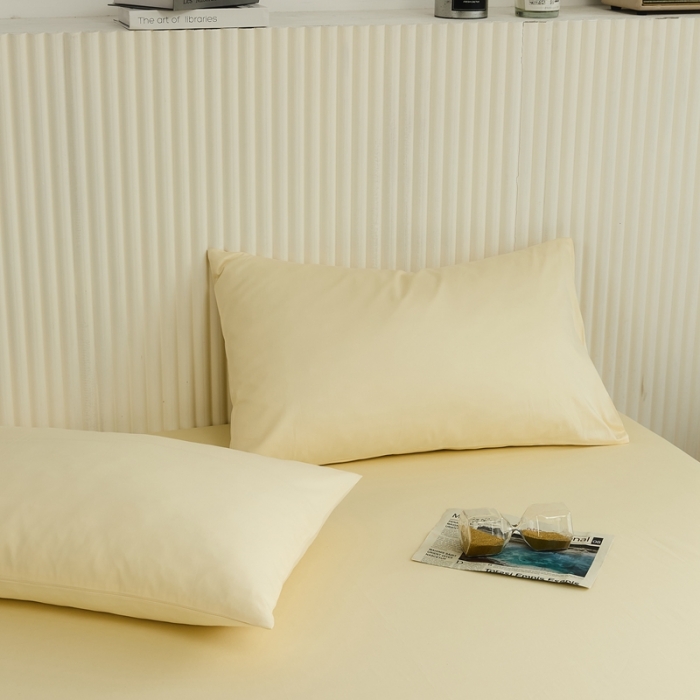 91家纺网 家纺一手货源 找家纺 原研 2022新款100支长绒棉纯色单品-单枕套 嫩鹅黄