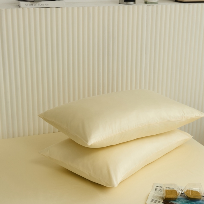 91家纺网 家纺一手货源 找家纺 原研 2022新款100支长绒棉纯色单品-单枕套 嫩鹅黄