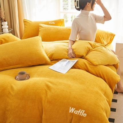 91家纺网 家纺一手货源 找家纺 晨曦 2022新款华芙绒四件套全消光牛奶绒四件套 芝拧茶茶