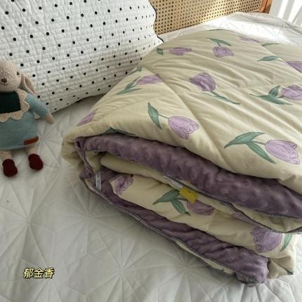 91家纺网 家纺一手货源 找家纺 源启生活 2022新款豆豆绒韩国单人豆豆被 郁金香