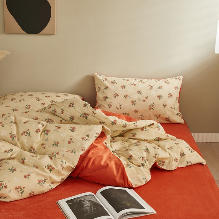 91家纺网 家纺一手货源 找家纺 怡家居 2022秋冬A版棉B版水晶绒四件套茉香