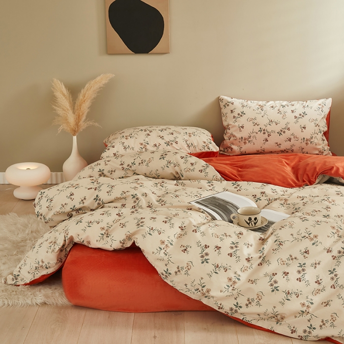 91家纺网 家纺一手货源 找家纺 怡家居 2022秋冬A版棉B版水晶绒四件套晚香