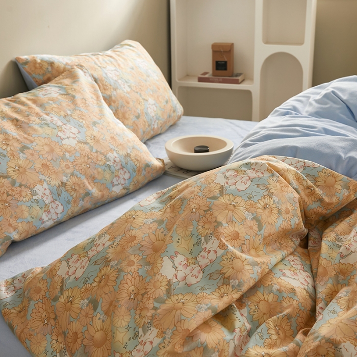 91家纺网 家纺一手货源 找家纺 怡家居 2022秋冬A版棉B版水晶绒四件套油画兔