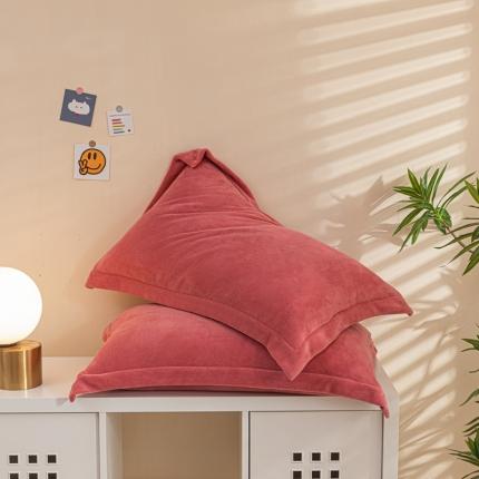 好阁家纺 2023新款牛奶绒纯色枕套 豆沙红