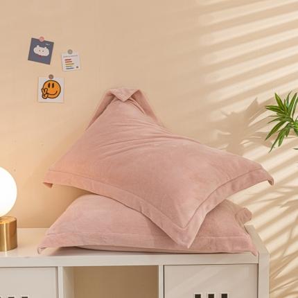 好阁家纺 2023新款牛奶绒纯色枕套 湘妃粉