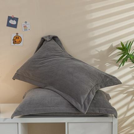 好阁家纺 2023新款牛奶绒纯色枕套 星空灰