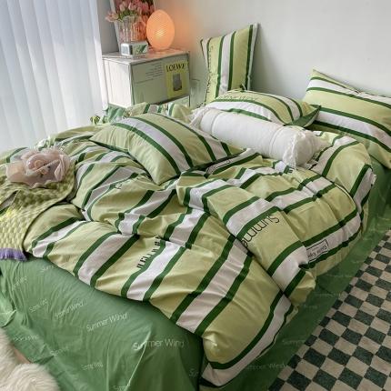 91家纺网 家纺一手货源 找家纺 千朵 2022新款13372简单款四件套 夏日风绿