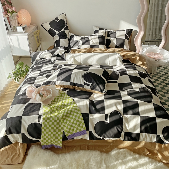 91家纺网 家纺一手货源 找家纺 千朵 2022新款13372简单款四件套 洛力克黑