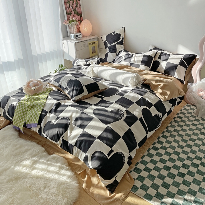 91家纺网 家纺一手货源 找家纺 千朵 2022新款13372简单款四件套 洛力克黑