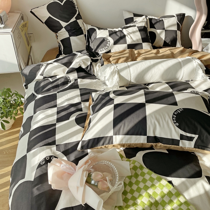 91家纺网 家纺一手货源 找家纺 千朵 2022新款13372简单款四件套 洛力克黑