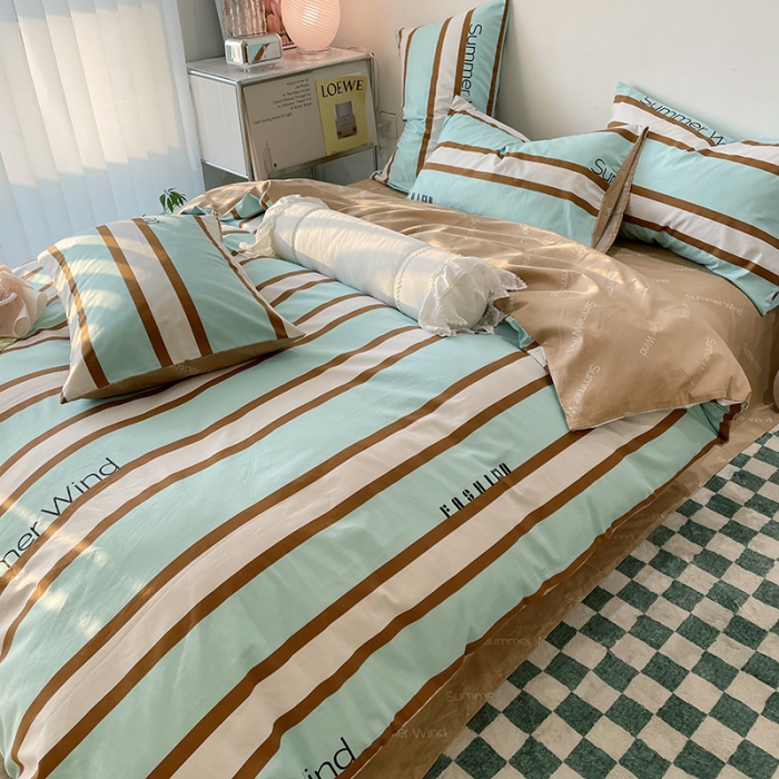 91家纺网 家纺一手货源 找家纺 千朵 2022新款13372简单款四件套 夏日风咖