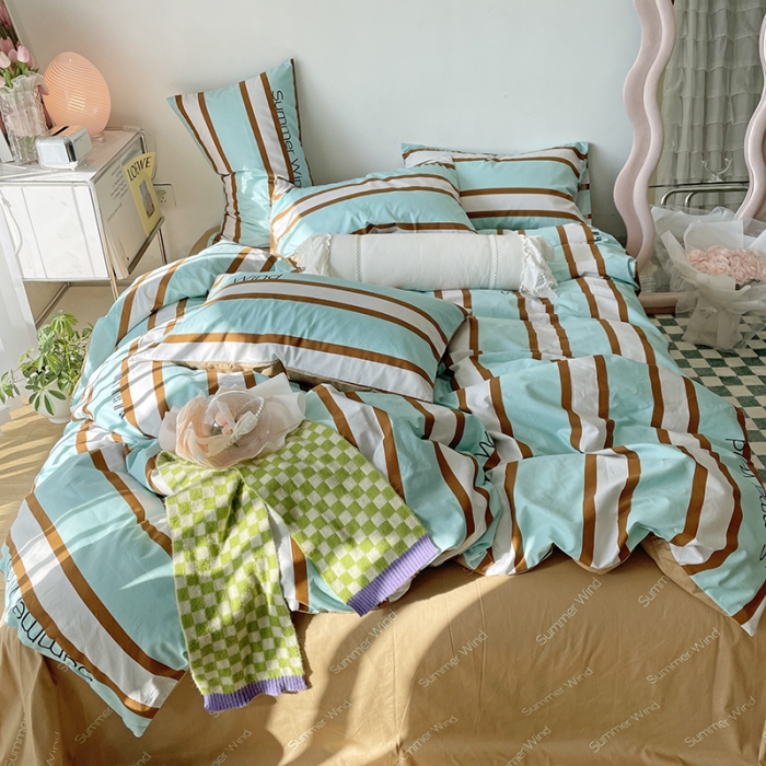 91家纺网 家纺一手货源 找家纺 千朵 2022新款13372简单款四件套 夏日风咖