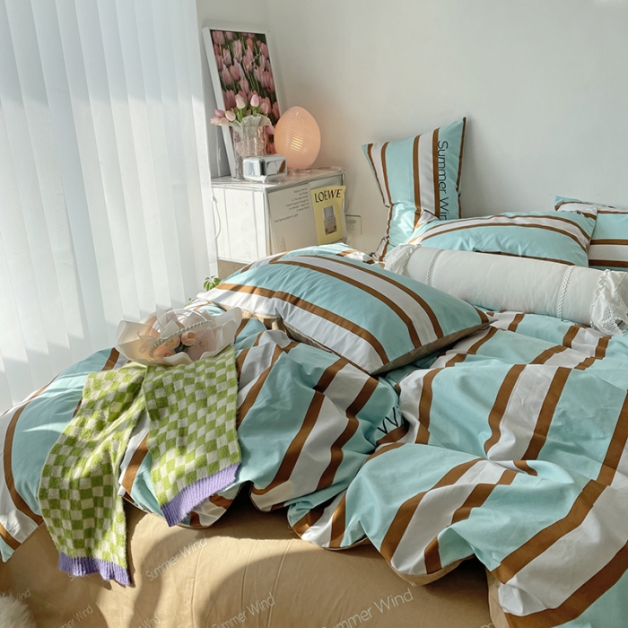 91家纺网 家纺一手货源 找家纺 千朵 2022新款13372简单款四件套 夏日风咖