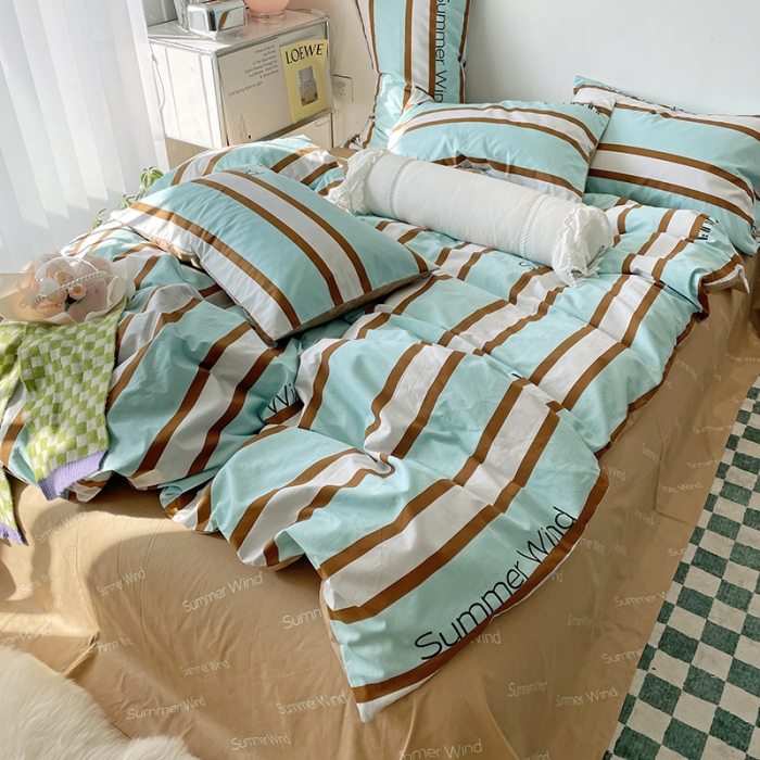 91家纺网 家纺一手货源 找家纺 千朵 2022新款13372简单款四件套 夏日风咖