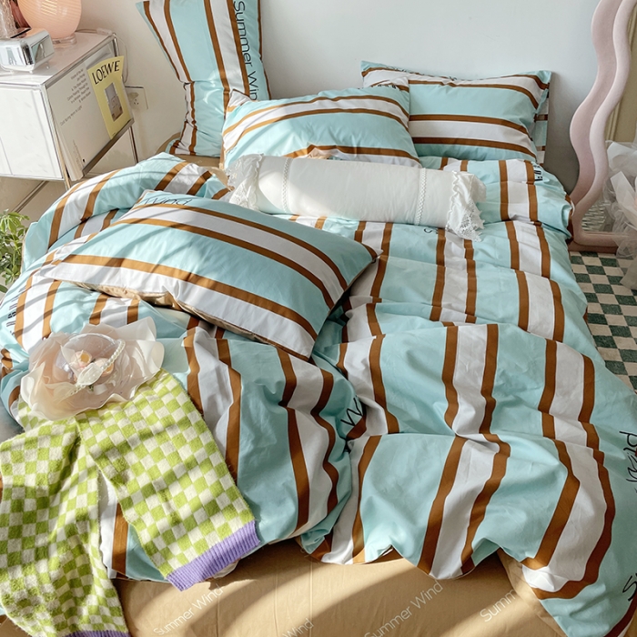 91家纺网 家纺一手货源 找家纺 千朵 2022新款13372简单款四件套 夏日风咖