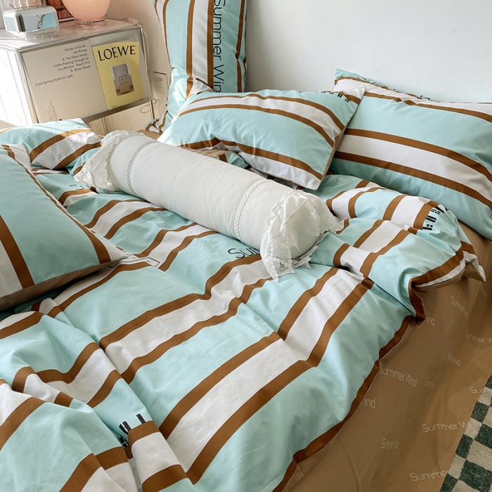 91家纺网 家纺一手货源 找家纺 千朵 2022新款13372简单款四件套 夏日风咖