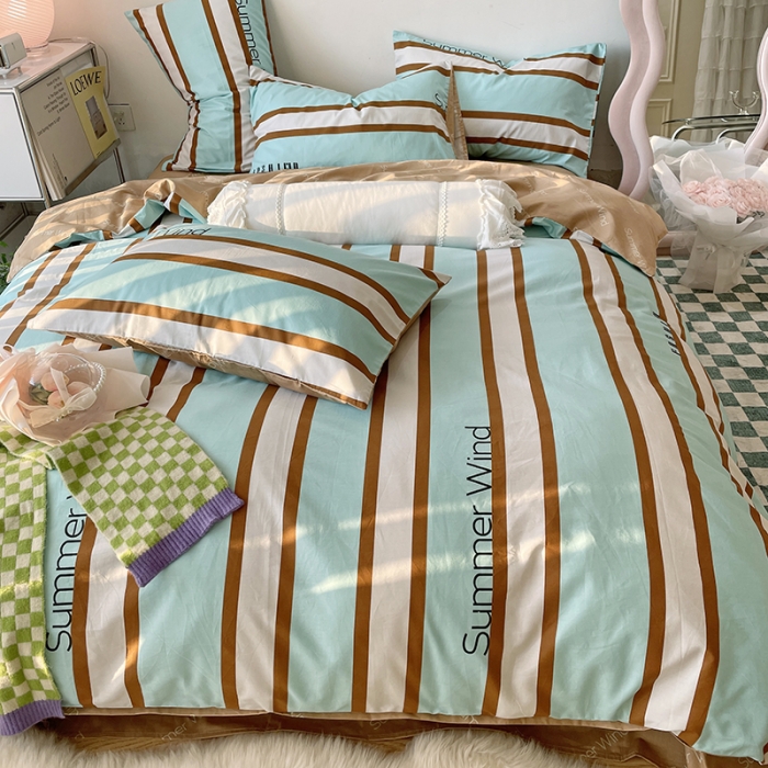 91家纺网 家纺一手货源 找家纺 千朵 2022新款13372简单款四件套 夏日风咖