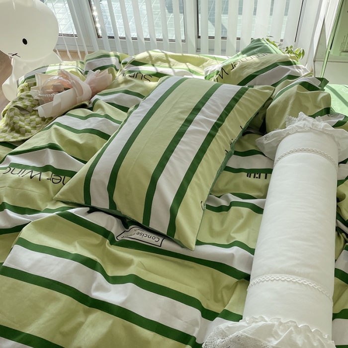 91家纺网 家纺一手货源 找家纺 千朵 2022新款13372简单款四件套 夏日风绿