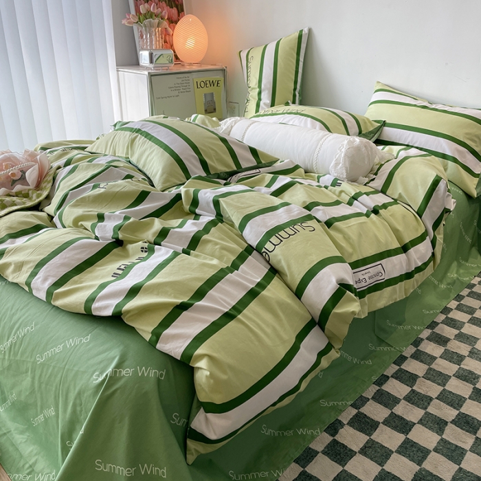 91家纺网 家纺一手货源 找家纺 千朵 2022新款13372简单款四件套 夏日风绿