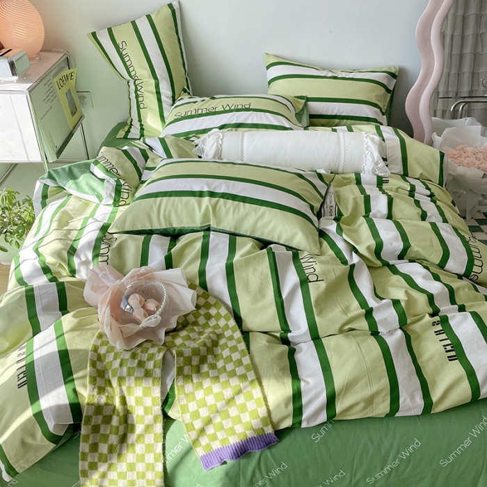 91家纺网 家纺一手货源 找家纺 千朵 2022新款13372简单款四件套 夏日风绿