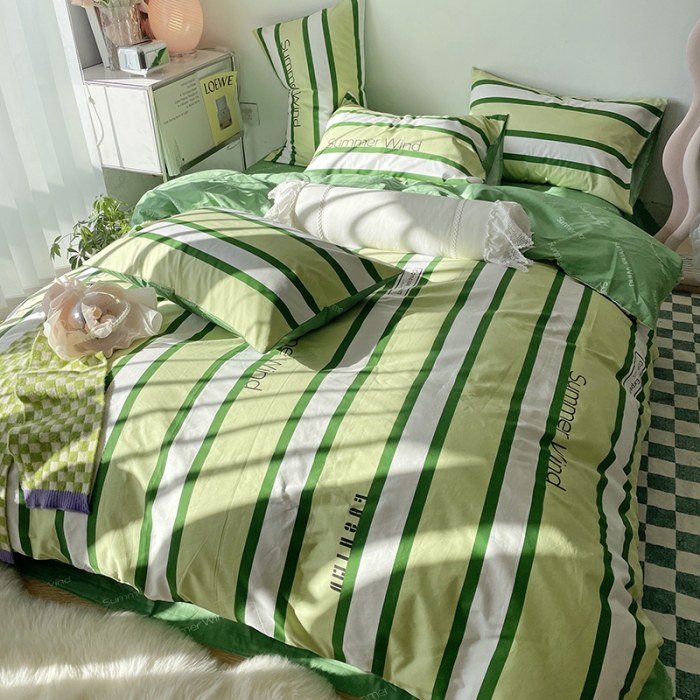 91家纺网 家纺一手货源 找家纺 千朵 2022新款13372简单款四件套 夏日风绿