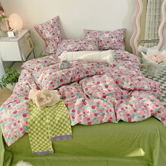 91家纺网 家纺一手货源 找家纺 千朵 2022新款13372简单款四件套 郁香慕雅