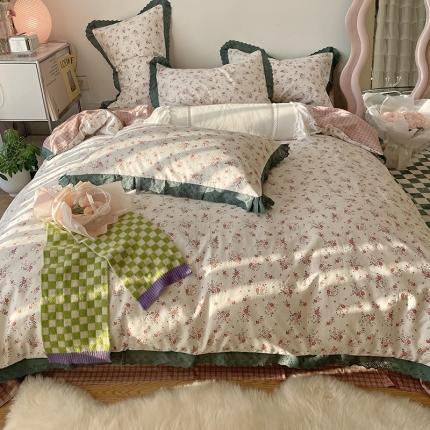 千朵 2022新款全棉蕾丝花边四件套春风里