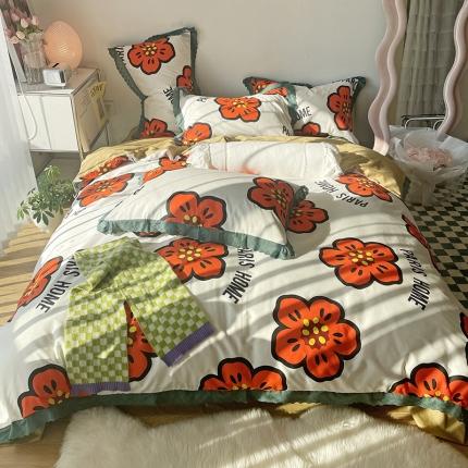 千朵 2022新款全棉蕾丝花边四件套童话