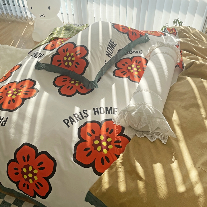 91家纺网 家纺一手货源 找家纺 千朵 2022新款全棉蕾丝花边四件套童话