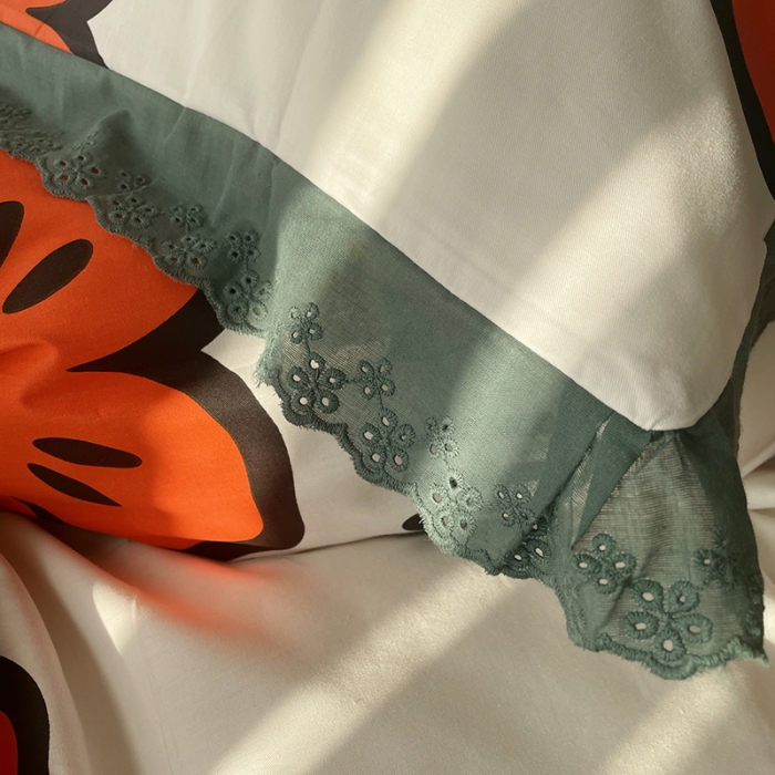 91家纺网 家纺一手货源 找家纺 千朵 2022新款全棉蕾丝花边四件套童话