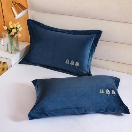 丰淘 2022新款宝宝绒刺绣保暖枕套一对装 高级蓝