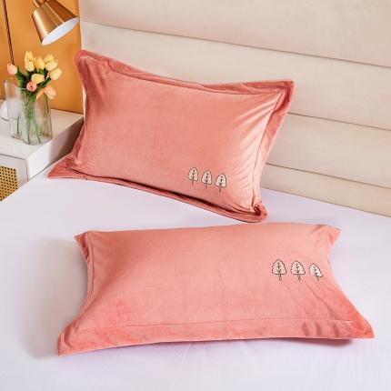 丰淘 2022新款宝宝绒刺绣保暖枕套一对装 南瓜橘