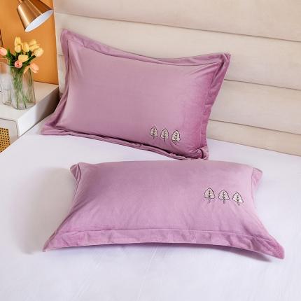 丰淘 2022新款宝宝绒刺绣保暖枕套一对装 香芋紫