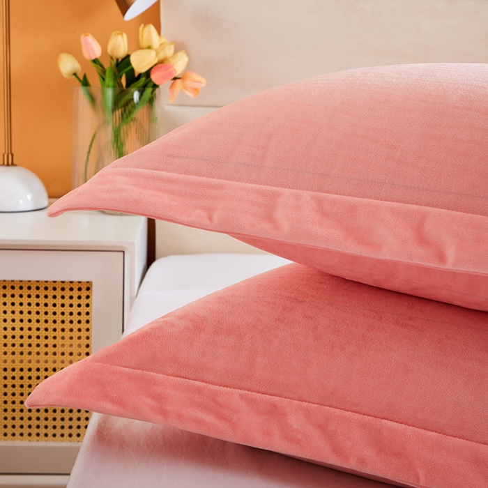 91家纺网 家纺一手货源 找家纺 丰淘 2022新款宝宝绒刺绣保暖枕套一对装 公主粉