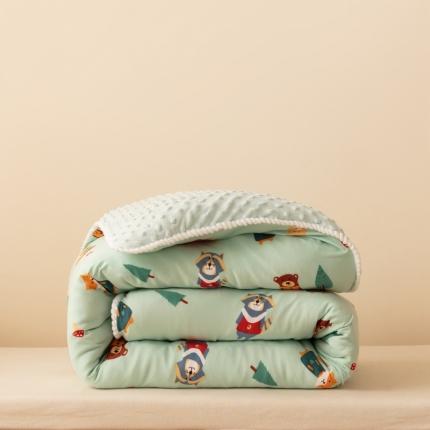 91家纺网 家纺一手货源 找家纺 喜多兔 2022新款小可爱豆豆被 动物王国绿色