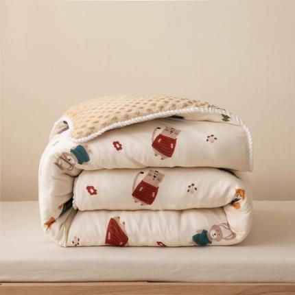 喜多兔 2022新款小可爱豆豆被 动物王国卡其色