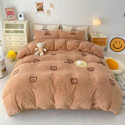 91家纺网 家纺一手货源 找家纺 （总）红嘴企鹅 2025新款牛奶绒毛巾绣四件套