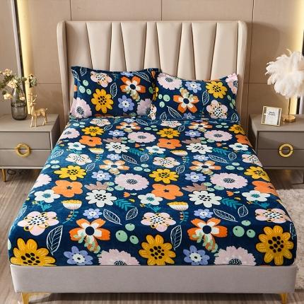 纽缦 2022新款牛奶绒床笠法莱水晶宝宝 安娜花园蓝