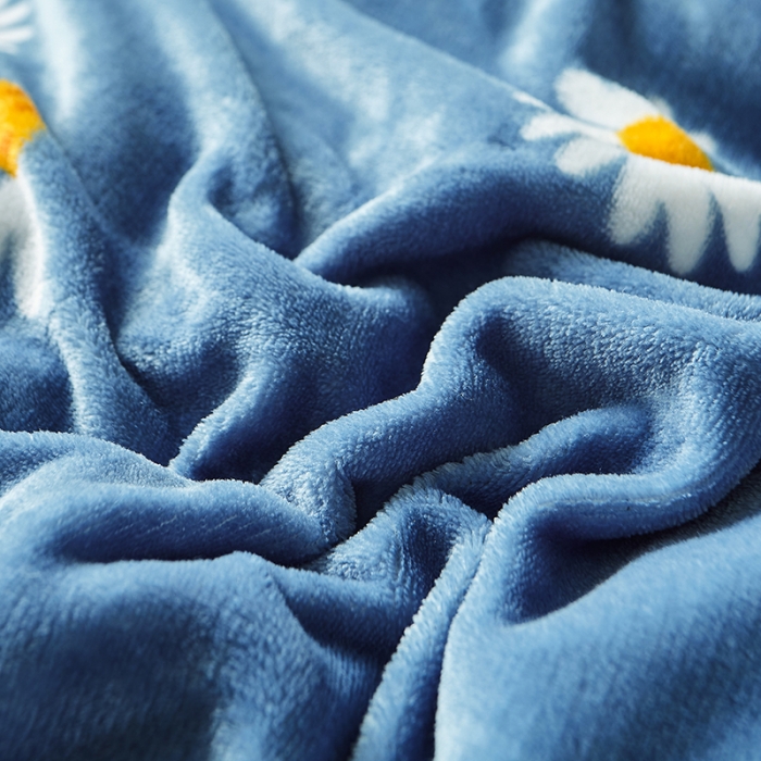 91家纺网 家纺一手货源 找家纺 纽缦 2022新款牛奶绒床笠法莱水晶宝宝 菊之语蓝