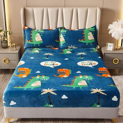 纽缦 2022新款牛奶绒床笠法莱水晶宝宝 萌萌龙