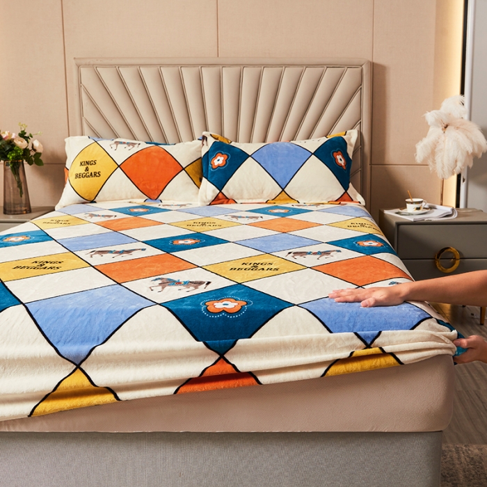 91家纺网 家纺一手货源 找家纺 纽缦 2022新款牛奶绒床笠法莱水晶宝宝 皇家白马