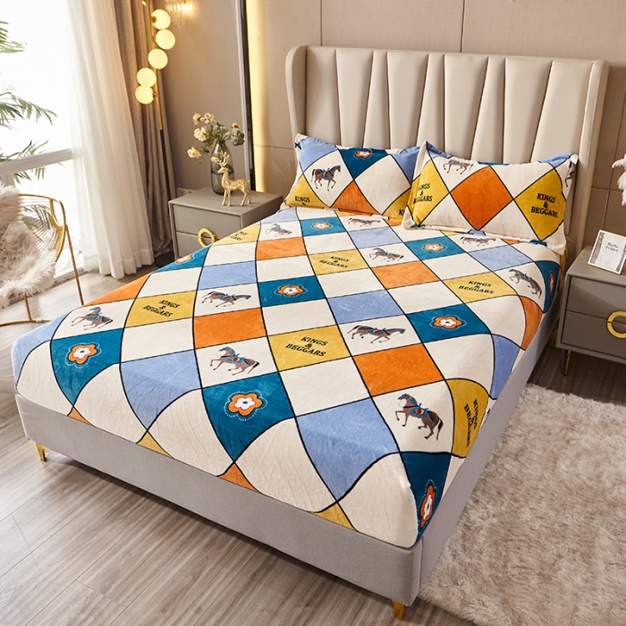 91家纺网 家纺一手货源 找家纺 纽缦 2022新款牛奶绒床笠法莱水晶宝宝 皇家白马