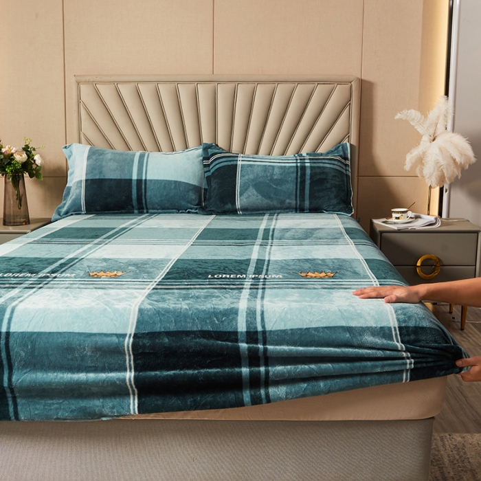 91家纺网 家纺一手货源 找家纺 纽缦 2022新款牛奶绒床笠法莱水晶宝宝 几何情调