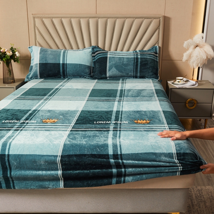 91家纺网 家纺一手货源 找家纺 纽缦 2022新款牛奶绒床笠法莱水晶宝宝 几何情调