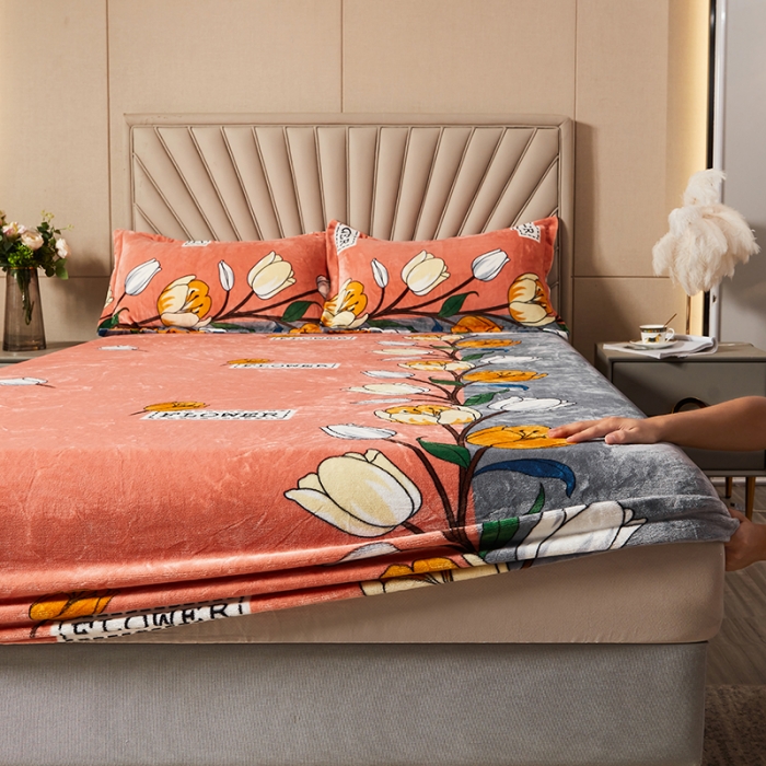 91家纺网 家纺一手货源 找家纺 纽缦 2022新款牛奶绒床笠法莱水晶宝宝 绝世花颜玉（大版）