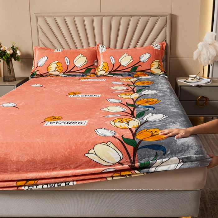 91家纺网 家纺一手货源 找家纺 纽缦 2022新款牛奶绒床笠法莱水晶宝宝 绝世花颜玉（大版）