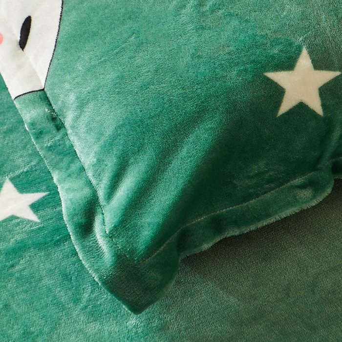 91家纺网 家纺一手货源 找家纺 纽缦 2022新款牛奶绒床笠法莱水晶宝宝 萝卜兔绿