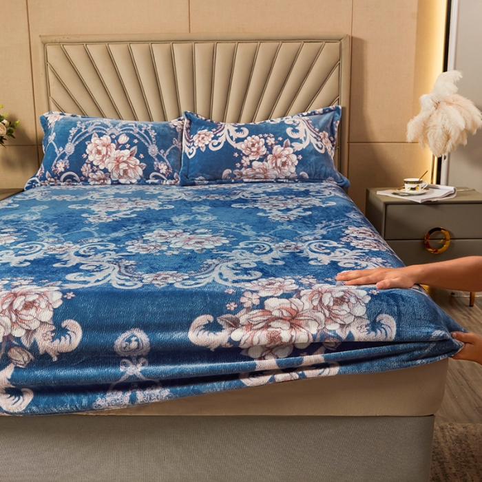 91家纺网 家纺一手货源 找家纺 纽缦 2022新款牛奶绒床笠法莱水晶宝宝 欧海风情