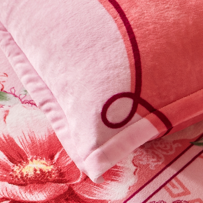 91家纺网 家纺一手货源 找家纺 纽缦 2022新款牛奶绒床笠法莱水晶宝宝 婉韵红（大版）