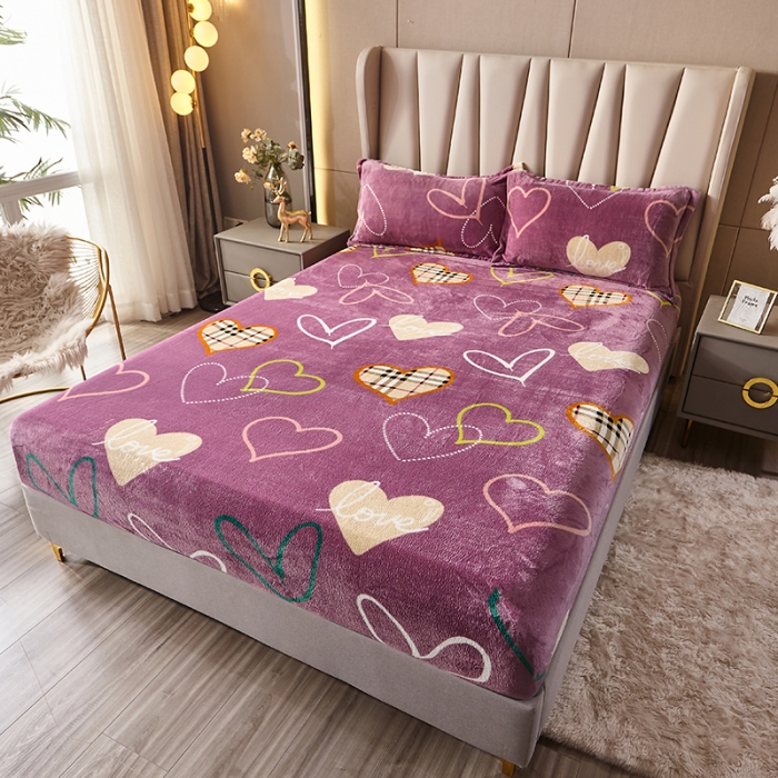 91家纺网 家纺一手货源 找家纺 纽缦 2022新款牛奶绒床笠法莱水晶宝宝 心动豆沙